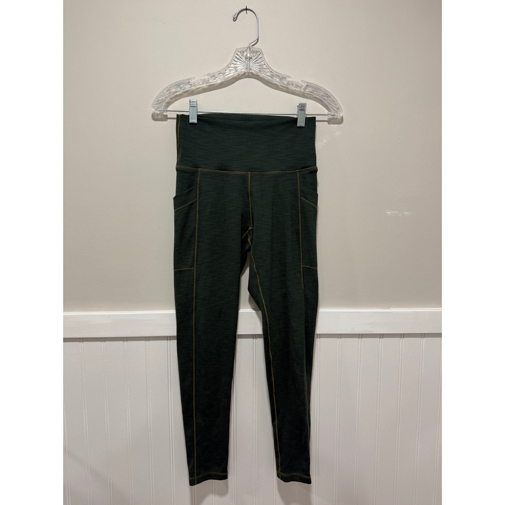 Prana 7/8 Leggings Green Activewear Pockets Outdoor Hiking Women Size Small